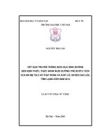 Kết quả truyền thông giáo dục dinh dưỡng đến kiến thức, thực hành nuôi dưỡng trẻ dưới 3 tuổi của bà mẹ tại hai xã thuỵ hùng và xuất lễ, huyện cao lộc, tỉnh lạng sơn năm 2014 