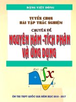 Tuyển chọn bài tập tắc nghiệm NGUYÊN hàm TÍCH PHÂN ỨNG DỤNG