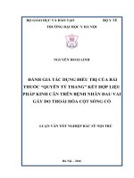 ĐÁNH GIÁ tác DỤNG điều TRỊ của bài THUỐC “QUYÊN tý THANG” kết hợp LIỆU PHÁP KINH cân TRÊN BỆNH NHÂN ĐAU VAI gáy DO THOÁI hóa cột SỐNG cổ 