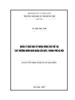 Quản lý giáo dục kĩ năng sống cho trẻ ở các trường mầm non quận cầu giấy, thành phố hà nội 