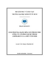 Giải pháp đa dạng hóa sản phẩm cho công ty cổ phần dược phẩm ampharco u s a đến năm 2020 