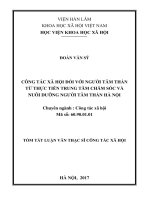 Công tác xã hội đối với người tâm thần từ thực tiễn trung tâm chăm sóc và nuôi dưỡng người tâm thần Hà Nội.tt