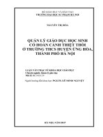 Quản lý giáo dục học sinh có hoàn cảnh thiệt thòi ở trường THCS huyện ứng hòa, thành phố hà nội 