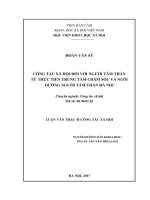 Công tác xã hội đối với người tâm thần từ thực tiễn trung tâm chăm sóc và nuôi dưỡng người tâm thần Hà Nội