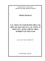 Các nhân tố ảnh hưởng đến cấu trúc kỳ hạn nợ của các công ty niêm yết bằng chứng thực nghiệm tại việt nam