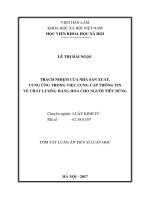 Trách nhiệm của nhà sản xuất, cung ứng trong việc cung cấp thông tin về chất lượng hàng hóa cho người tiêu dùng tt 