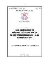 Đánh giá kết quả điều trị phẫu thuật chấn thương ngực kín tại bệnh viện đa khoa xanh pôn  hà nội giai đoạn 2012 2014