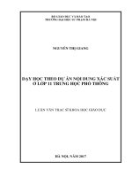 Dạy học theo dự án nội dung xác suất cho học sinh lớp 11 THPT 