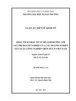 Phân tích nhân tố vi mô ảnh hưởng tới giá trị doanh nghiệp của các doanh nghiệp sản xuất công nghiệp niêm yết ở việt nam 