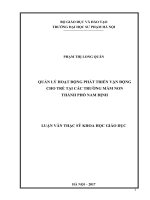 Quản lí hoạt động giáo dục phát triển vận động cho trẻ ở các trường mầm non thành phố nam định 