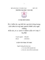 Phát hiện kháng thể kháng tinh trùng trong tinh dịch bằng test sperm MAR của người chồng đến khám vô sinh tại bệnh viện đại học y hà nội 