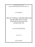 Tiếp cận vấn đề dạy và học đối với học sinh dân tộc thiểu số xã Vạn Thủy, huyện Bắc Sơn, tỉnh Lạng Sơn (Nghiên cứu giai đoạn 2010 – 2015)