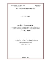 Quản lý nhà nước về ứng phó với biến đổi khí hậu ở Việt Nam (LA tiến sĩ)