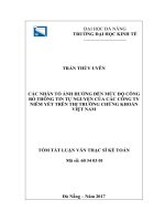 Các nhân tố ảnh hưởng đến mức độ công bố thông tin tự nguyện của các công ty niêm yết trên thị trường chứng khoán việt nam