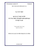 Quản lý nhà nước về ứng phó với biến đổi khí hậu ở Việt Nam (tt)