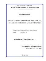 Mạch lạc trong văn bản hợp đồng kinh tế so sánh đối chiếu tiếng anh với tiếng việt 