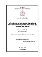 Kiến thức, thái độ, thực hành về bệnh trứng cá ở học sinh trường trung học phổ thông hà huy tập, thành phố vinh, nghệ an 