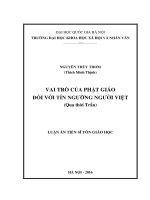 Vai trò của phật giáo đối với tín ngưỡng người việt (qua thời trần) 