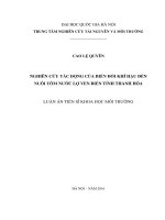 Nghiên cứu tác động của biến đổi khí hậu đến nuôi tôm nước lợ ven biển tỉnh thanh hóa 