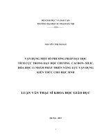 Vận dụng một số phương pháp dạy học tích cực trong dạy học Chương Cacbon - Silic Hoá học 11 nhằm phát triển năng lực vận dụng kiến thức cho học sinh