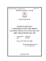 Đánh giá kết quả laser khoan góc tiền phòng sau phẫu thuật cắt củng mạc sâu điều trị glôcôm góc mở 