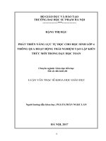 Phát triển năng lực tự học cho học sinh lớp 4 thông qua hoạt động trải nghiệm tạo lập kiến thức mới trong dạy học toán 