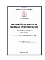 Đánh giá chỉ số SCORE trong sàng lọc nguy cơ loãng xương ở phụ nữ mãn kinh 