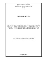 Quản lý hoạt động dạy học ngành An toàn Thông tin tại Học viện Kỹ thuật Mật mã