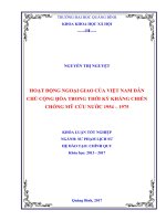 Hoạt động ngoại giao của việt nam dân chủ cộng ḥòa trong thời kỳ kháng chiến chống mỹ cứu nước 1954 – 1975