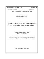 Quản lý nhà nước về môi trường trên địa bàn tỉnh Quảng Bình (tt)