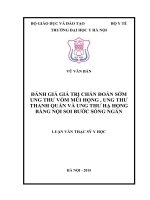 ĐÁNH GIÁ GIÁ TRỊ CHẨN đoán sớm UNG THƯ vòm mũi HỌNG, UNG THƯ THANH QUẢN VÀ UNG THƯ HẠ HỌNG BẰNG nội SOI bước SÓNG NGẮN