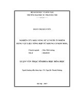 Nghiên cứu khả năng xứ lí nước ô nhiễm bằng vật liệu tổng hợp từ khung cơ kim MOF5 