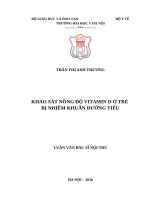 KHẢO sát NỒNG độ VITAMIN d ở TRẺ bị NHIỄM KHUẨN ĐƯỜNG TIỂU