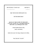 Quản lý nhà nước về thu hút các dự án đầu tư vào khu kinh tế mở Chu Lai, tỉnh Quảng Nam (tt)