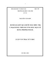 Đánh giá kết quả bước đầu điều trị u mạch máu trẻ em vùng đầu mặt cổ bằng propranolol 