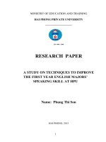 A study on techniques to improve the 1st year english majors speaking skill at HPU