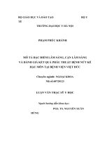 MÔ tả đặc điểm lâm SÀNG, cận lâm SÀNG và ĐÁNH GIÁ kết QUẢ PHẪU THUẬT BỆNH nứt kẽ hậu môn tại BỆNH VIỆN VIỆT đức