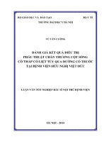 Đánh giá kết quả điều trị phẫu thuật chấn thương cột sống cổ thấp có liệt tủy qua đường cổ trước tại bệnh viện hữu nghị  việt đức
