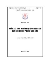 Khảo sát tính đa hình tại SNP rs2241529 của gen DKK1 ở phụ nữ mãn kinh 