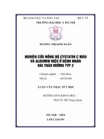 Nghiên cứu nồng độ cystatin c máu và albumin niệu ở bệnh nhân đái tháo đường týp 2 