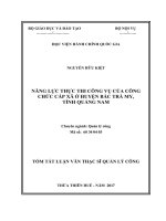 Năng lực thực thi công vụ của công chức cấp xã huyện Bắc Trà My, tỉnh Quảng Nam (tt)