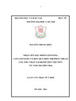Nhận xét đặc điểm lâm sàng, cận lâm sàng và kết quả điều trị phẫu thuật ung thư thận tại bệnh viện việt đức từ năm 2012 đến 2014
