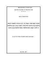 Phát triển năng lực tự học cho học sinh thông qua dạy học chương kim loại kiềm, kim loại kiềm thổ, nhôm , hoá học 12 