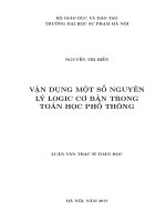 Vận dụng một số nguyên lý logic cơ bản trong toán học phổ thông 
