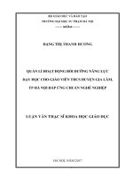 Quản lý hoạt động bồi dưỡng năng lực dạy học cho giáo viên THCS ở huyện gia lâm, thành phố hà nội đáp ứng chuẩn nghề nghiệp 