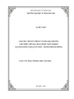Giáo dục truyền thống địa phương cho thiếu niên qua hoạt động trải nghiệm tại cộng đồng ở quận lê chân, thành phố hải phòng 