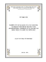 Nghiên cứu sự đa dạng của các loài ong xã hội bắt mồi thuộc họ ong vàng (hymenoptera vespidae) ở các đai độ cao khác nhau của khu vực đông bắc 