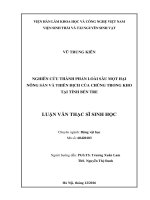 Nghiên cứuthành phần loài sâu mọt hại nông sản và thiên địch của chúng trong kho tại tỉnh bến tre