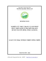 Nghiên cứu thực trạng và giải pháp phát triển kinh tế hộ trên địa bàn huyện nguyên bình, tỉnh cao bằng 