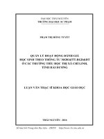 Quản lý hoạt động đánh giá học sinh theo thông tư 30 2014 TT  BGDĐT ở các trường tiểu học thị xã chí linh, tỉnh hải dương 